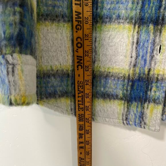 Rails Women's Turner Shacket Shirt Jacket Oversized Wool Blend Plaid Grey Blue S - Picture 9 of 9